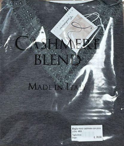 Maglia misto cashmere con pizzo