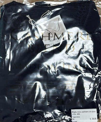 Maglia misto cashmere con pizzo