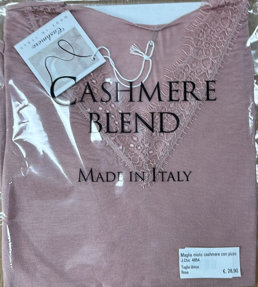 Maglia misto cashmere con pizzo