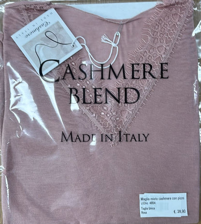 Maglia misto cashmere con pizzo