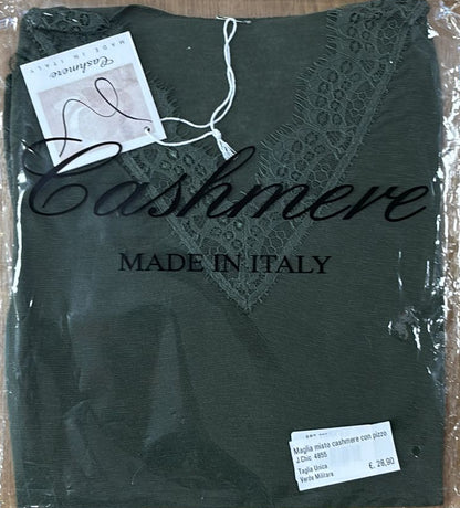 Maglia misto cashmere con pizzo