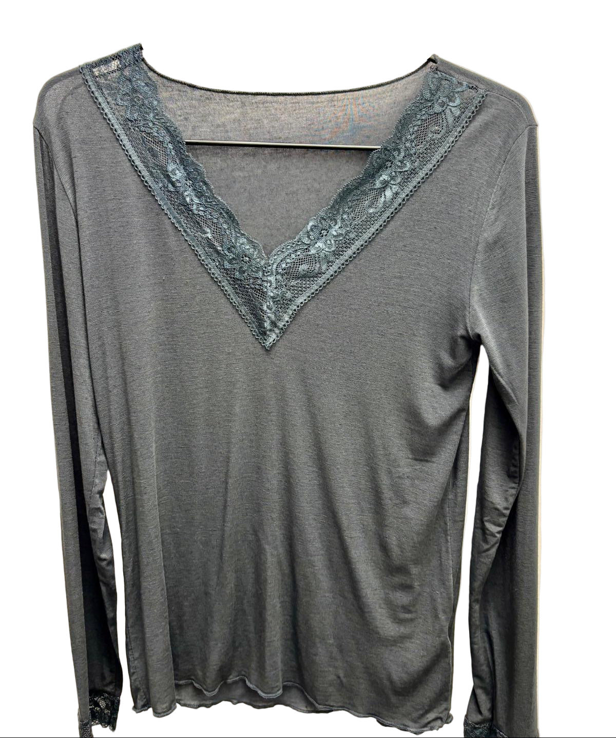 Maglia misto cashmere con pizzo