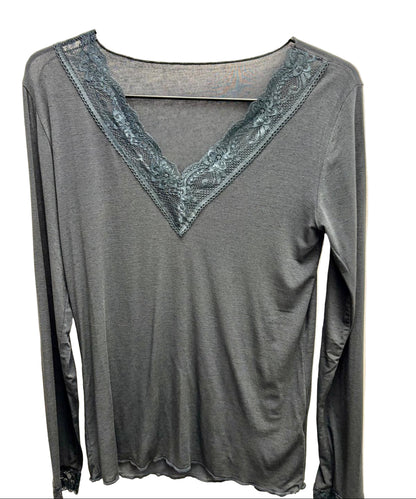 Maglia misto cashmere con pizzo