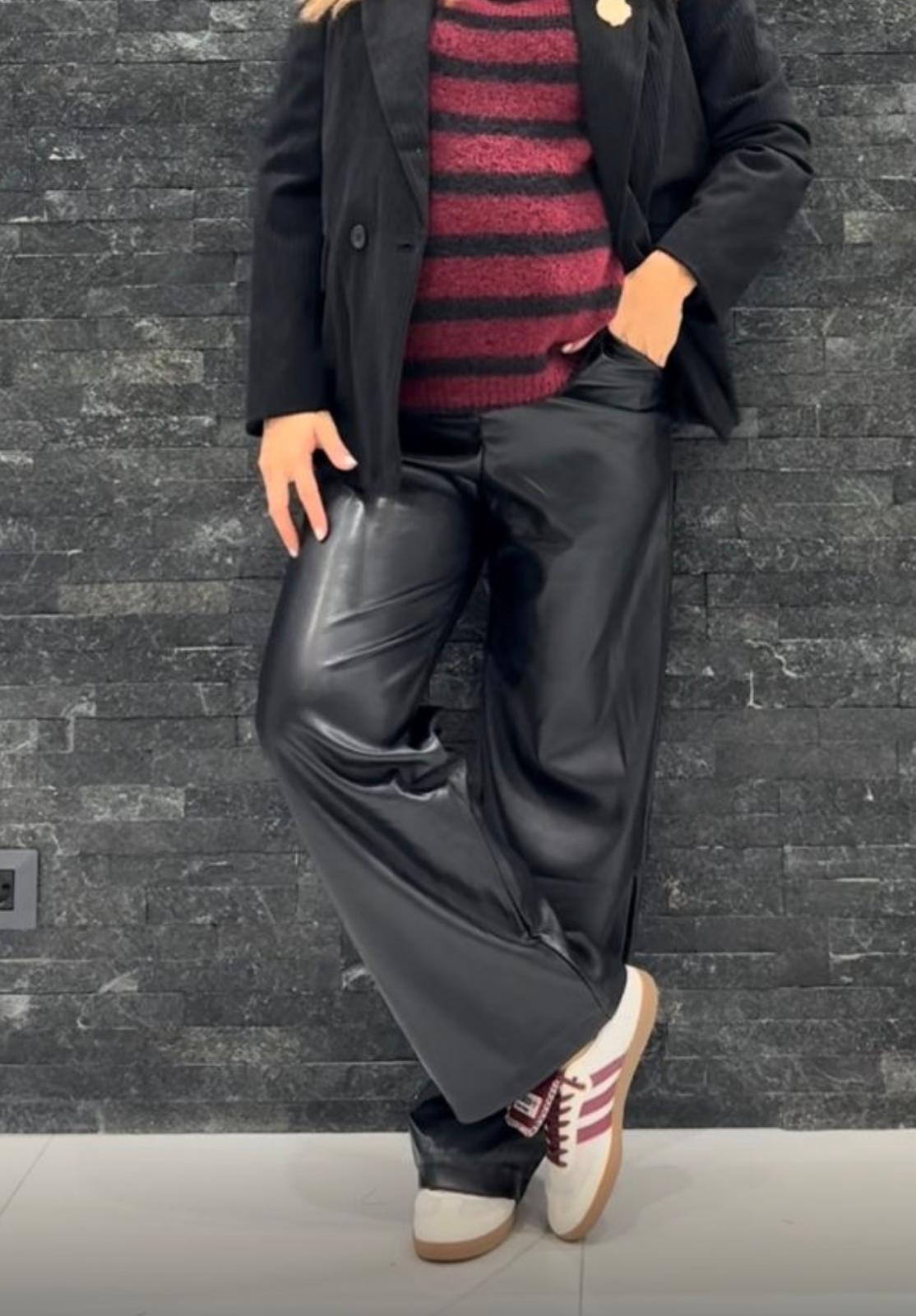 Pantalone palazzo ecopelle