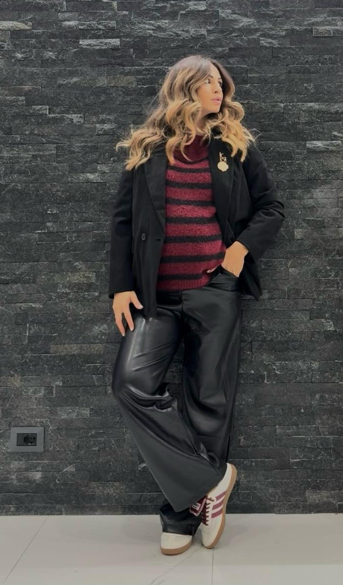 Pantalone palazzo ecopelle