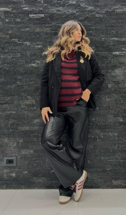 Pantalone palazzo ecopelle