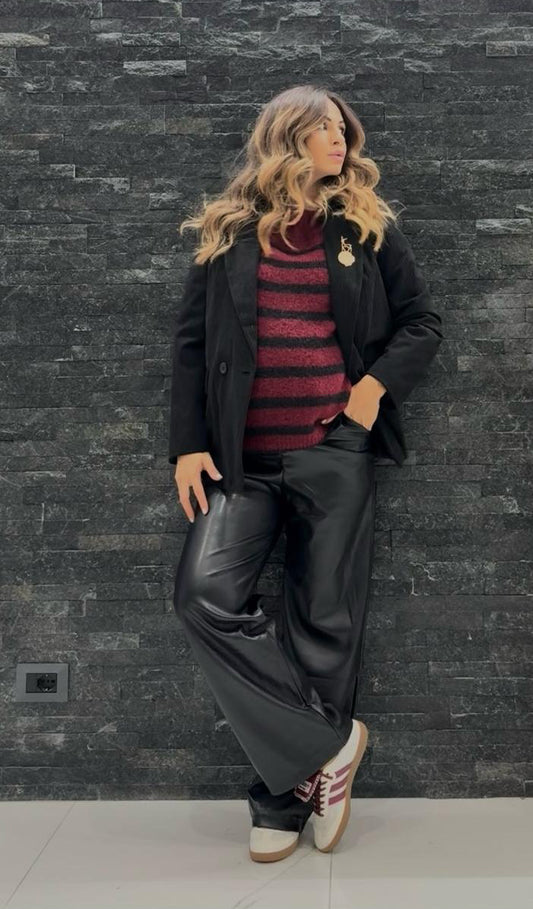 Pantalone palazzo ecopelle