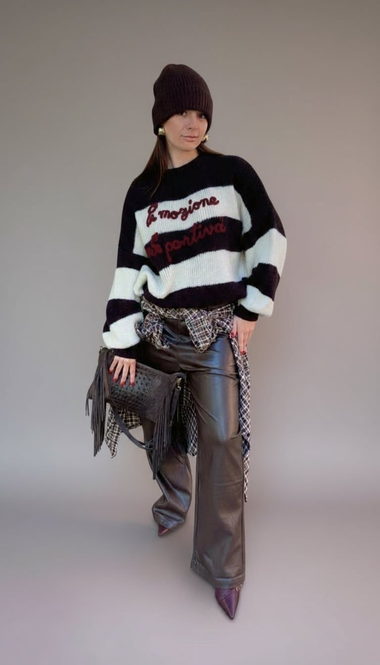 Pantalone palazzo ecopelle