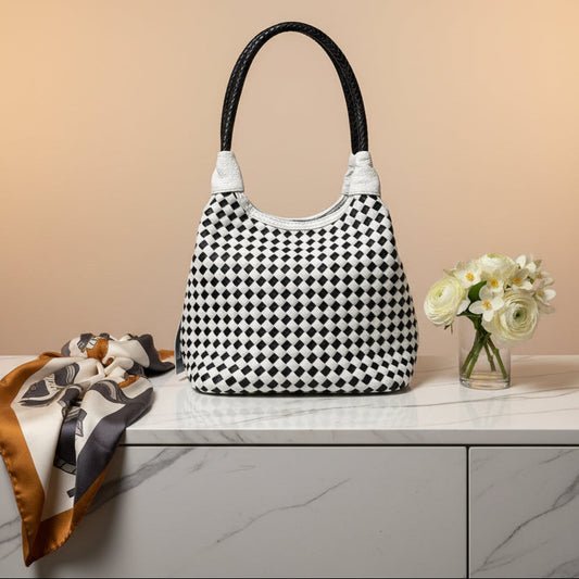 Borsa a secchiello intrecciata ecopelle