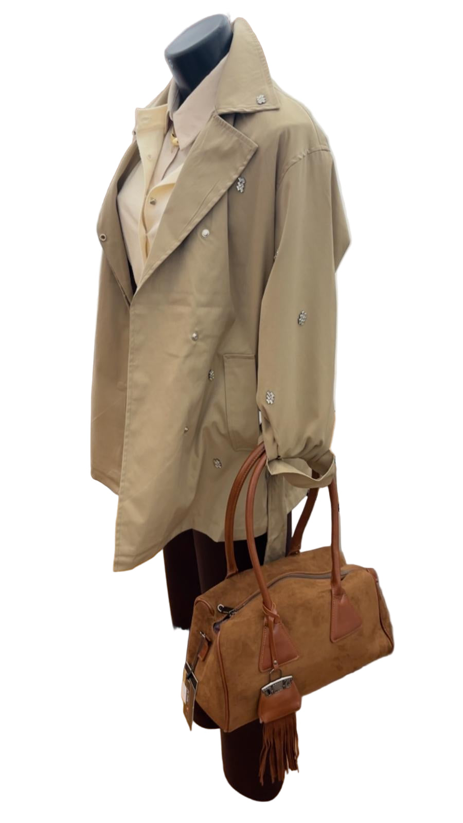 Trench corto con strass