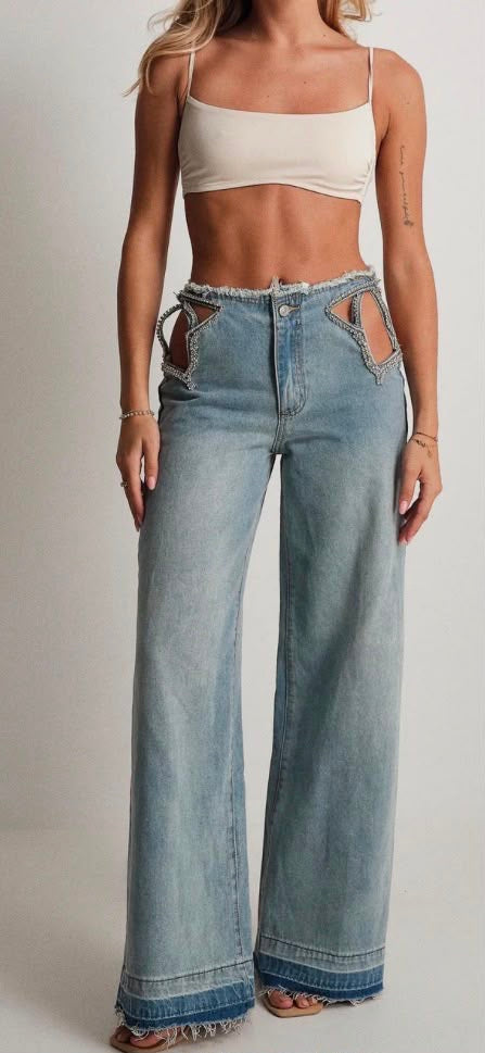 Pantalone Jeans con strass
