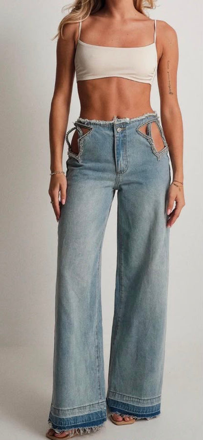 Pantalone Jeans con strass
