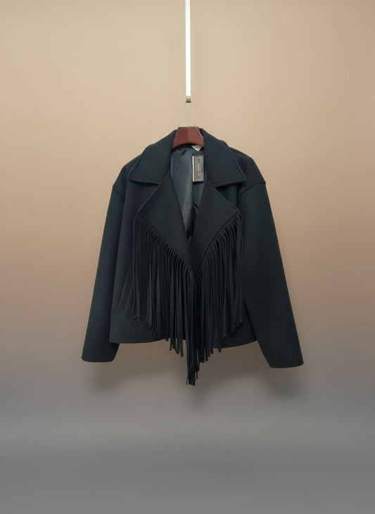 Giacca in panno con frange