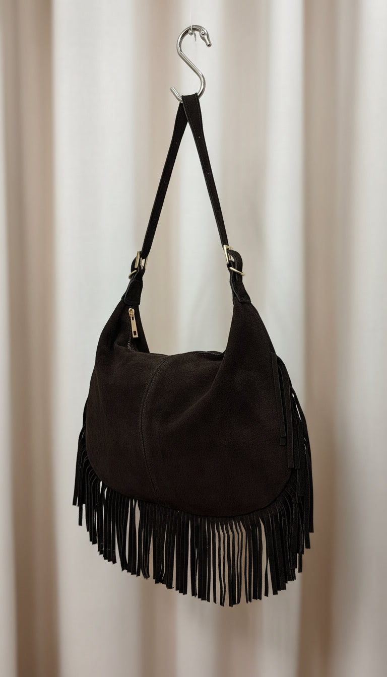 Borsa vera pelle con frange