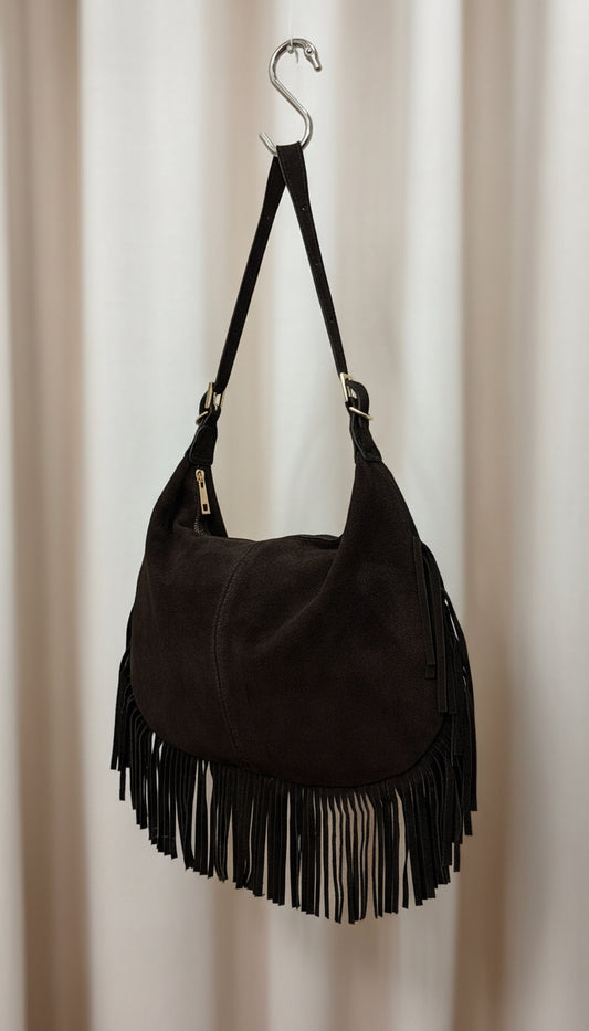 Borsa vera pelle con frange