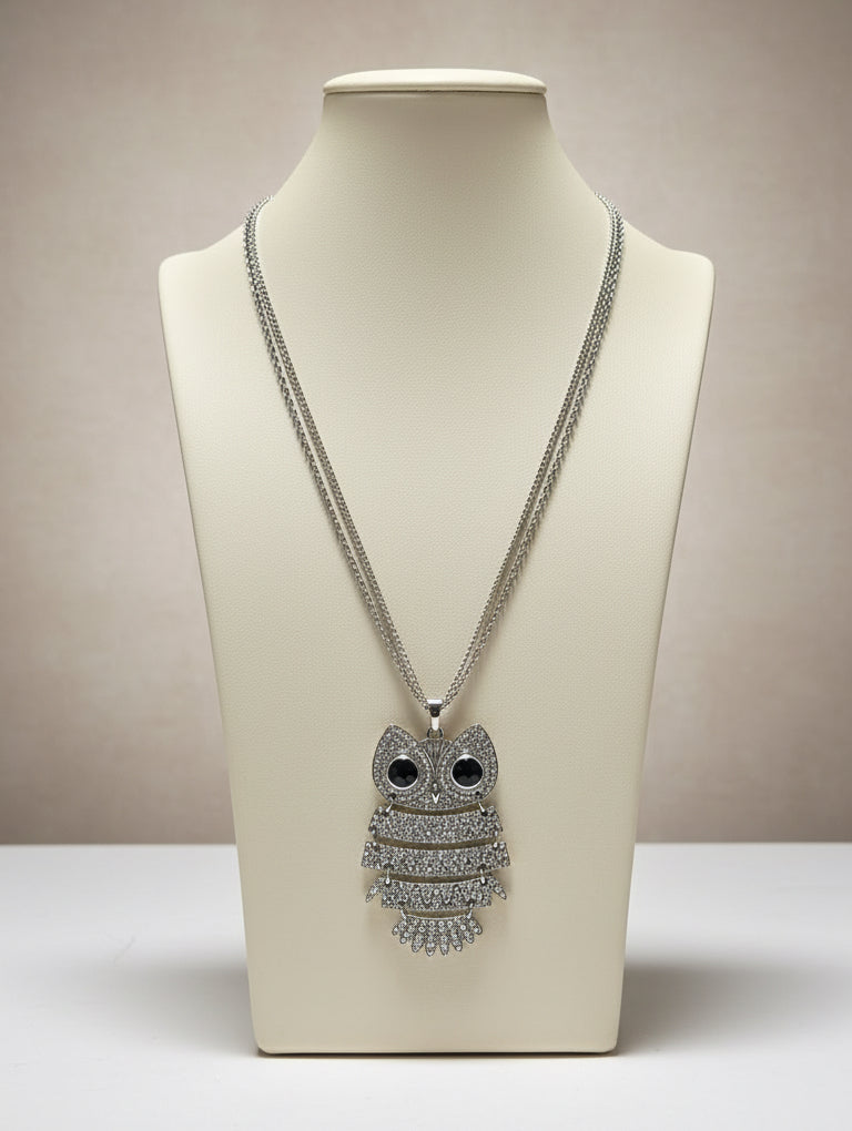 Collana con ciondolo gufo di strass