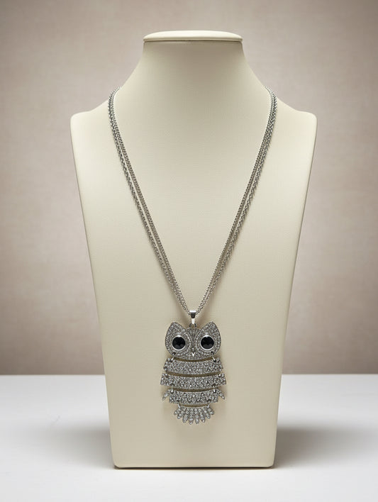 Collana con ciondolo gufo di strass