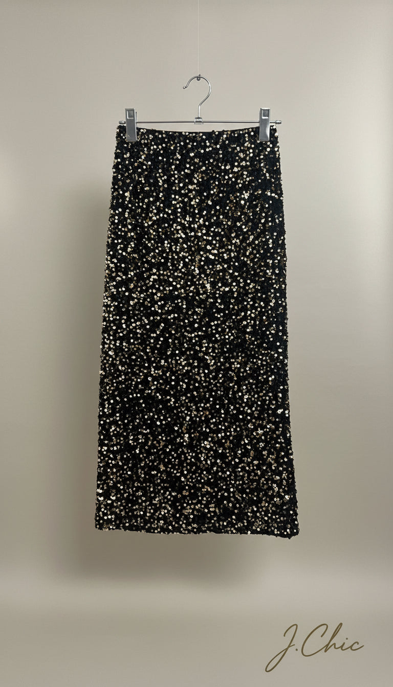 Gonna lunga di paillettes dorate