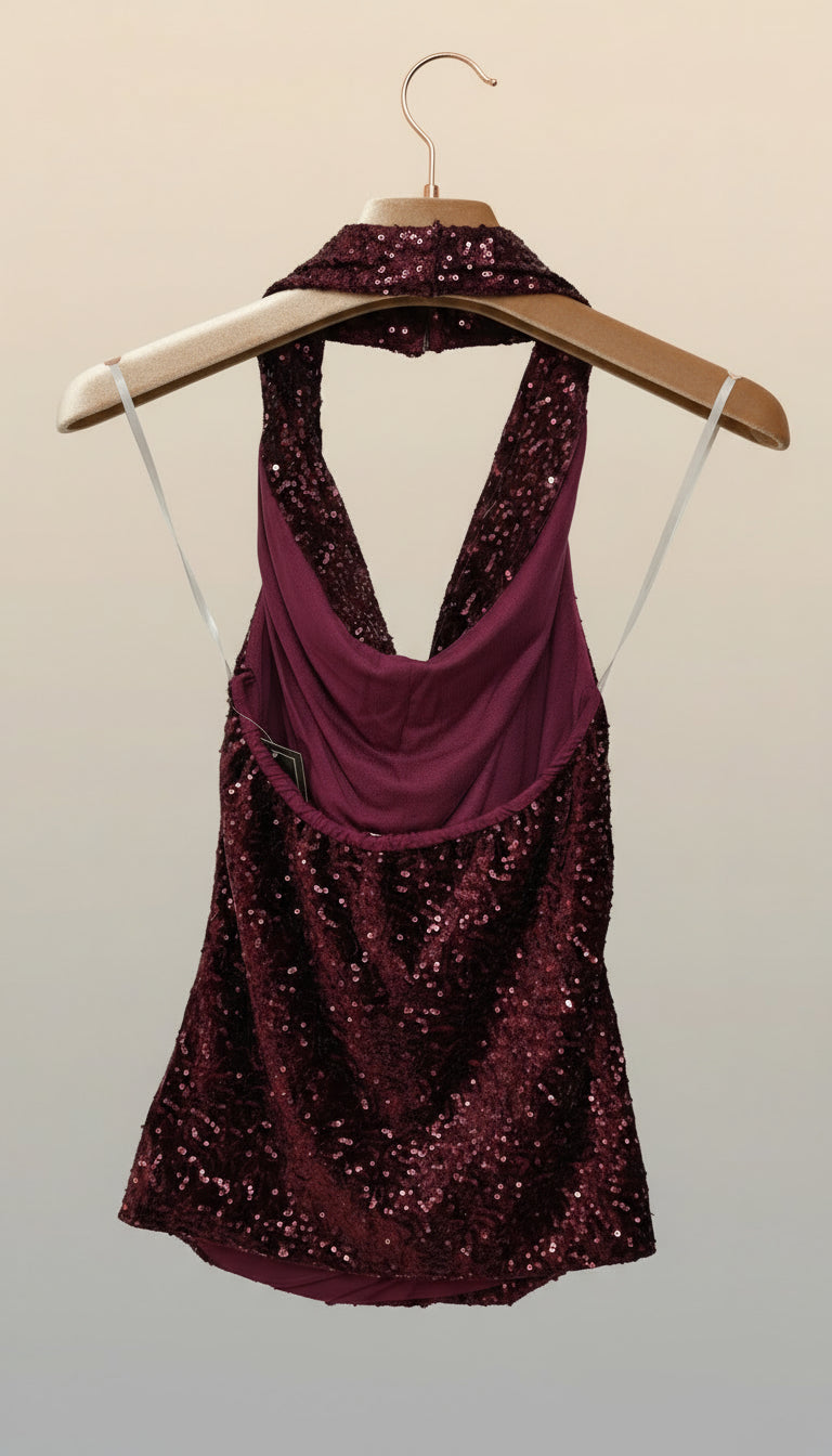 Top in velluto con paillettes