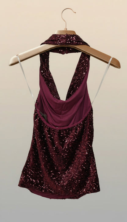 Top in velluto con paillettes