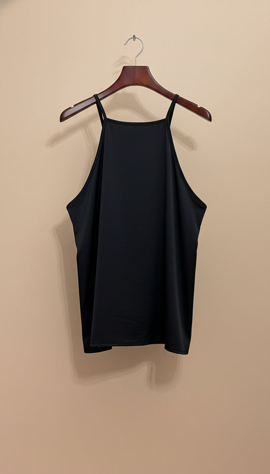 Canotta in raso con profili in pizzo