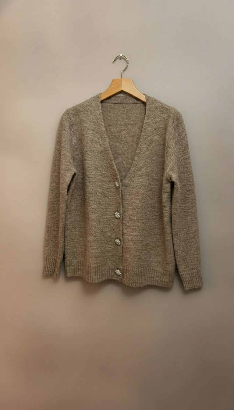 Cardigan con bottoni in strass