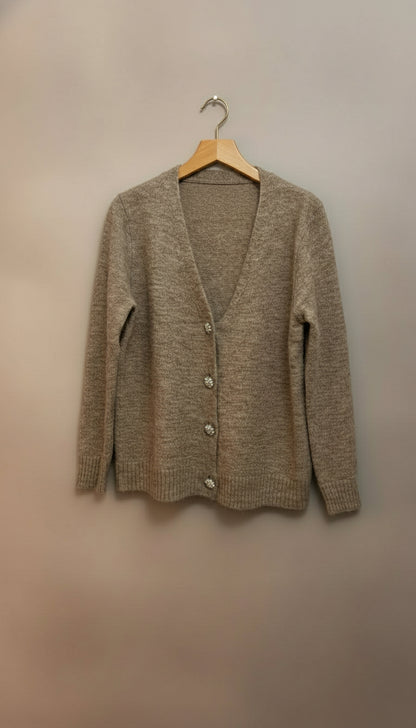 Cardigan con bottoni in strass