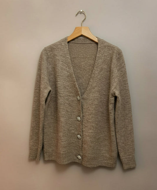 Cardigan con bottoni in strass