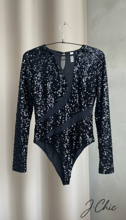 Body in velluto con paillettes