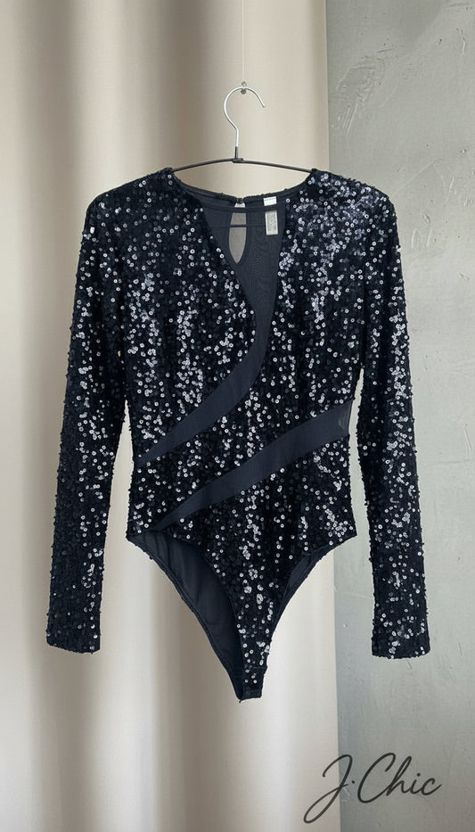 Body in velluto con paillettes