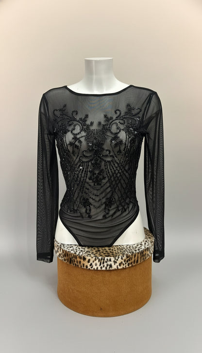Body in tulle con paillettes