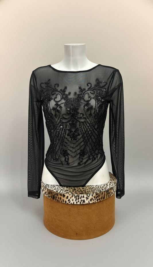 Body in tulle con paillettes