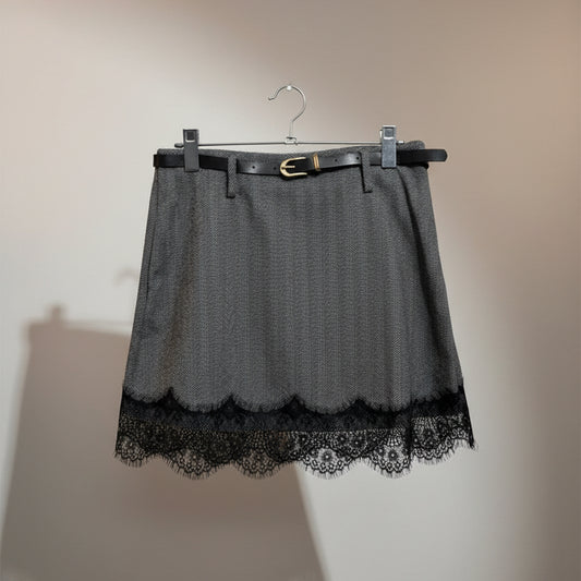 Mini gonna in panno spinato