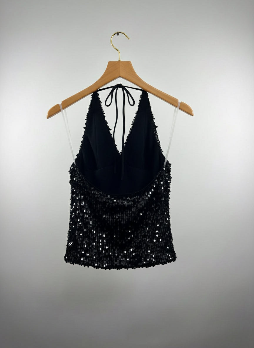 Top all'americana paillettes