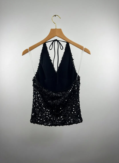 Top all'americana paillettes