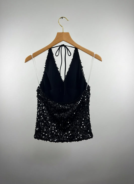 Top all'americana paillettes
