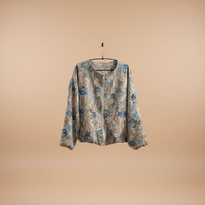 Bomber floreale in viscosa con zip