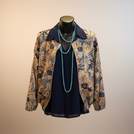 Bomber floreale in viscosa con zip