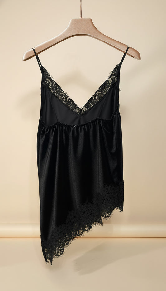 Canotta in velluto con pizzo