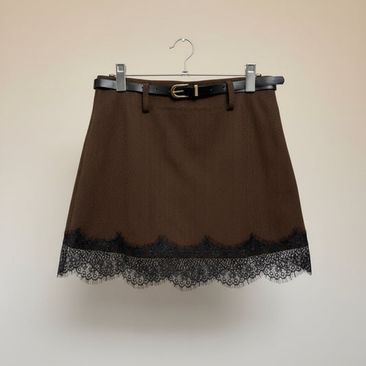 Mini gonna in panno spinato