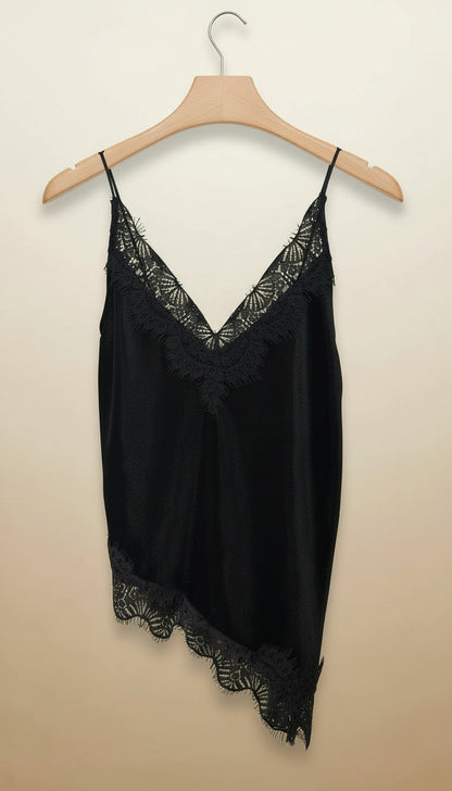 Canotta in velluto con pizzo