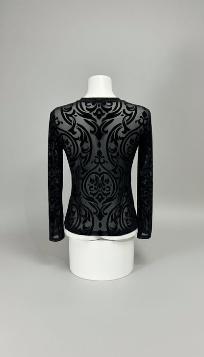 Maglia in tulle con ricami velluto