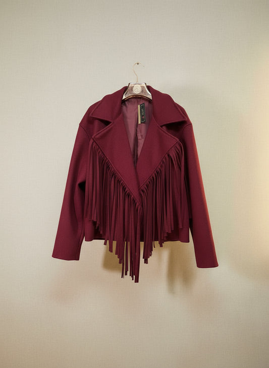 Giacca in panno con frange