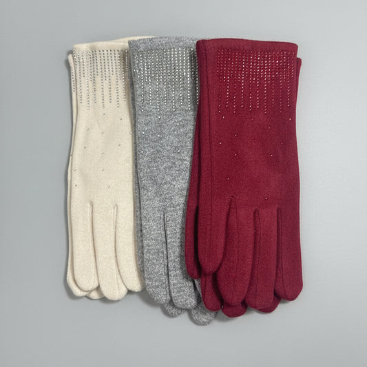 Guanti felpati con strass