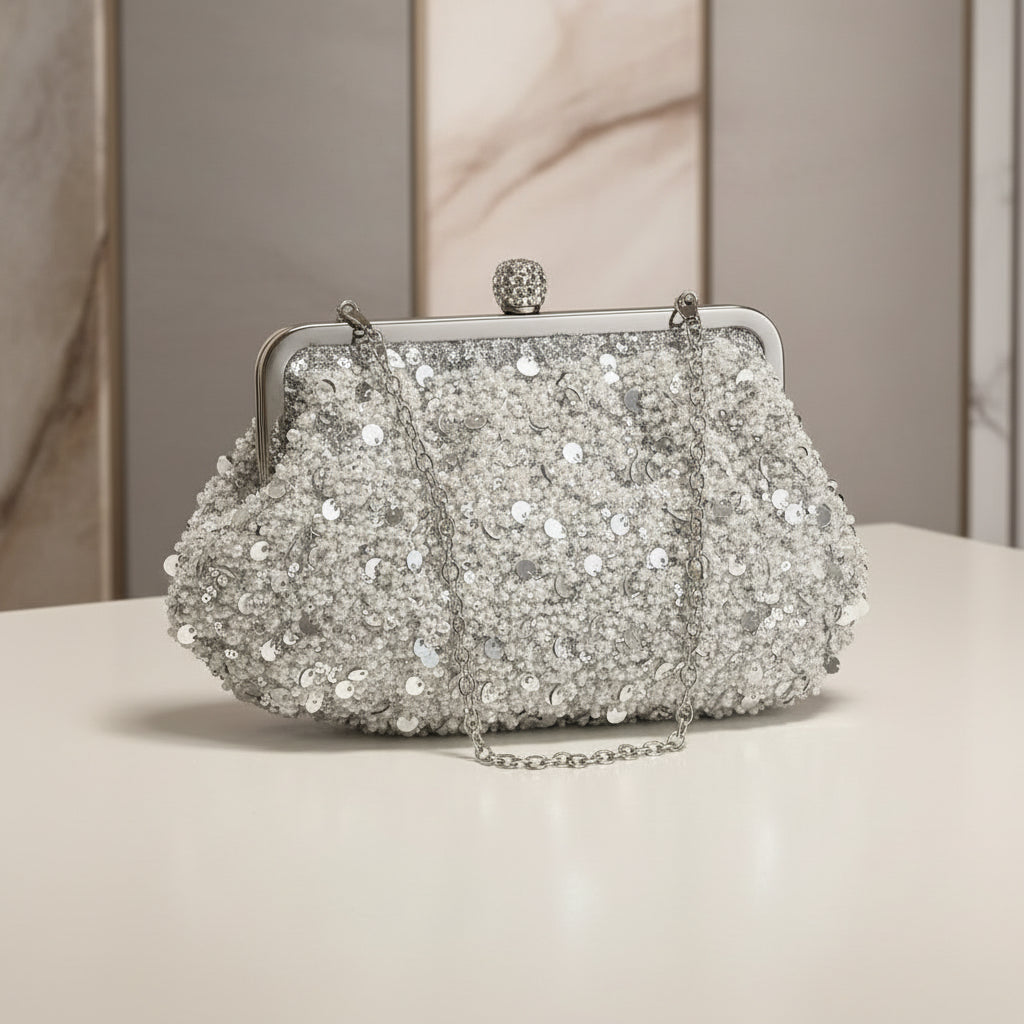 Pochette in perline e paillettes
