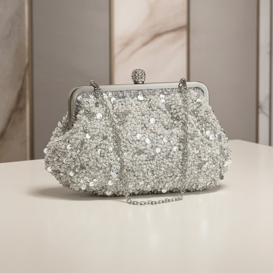 Pochette in perline e paillettes