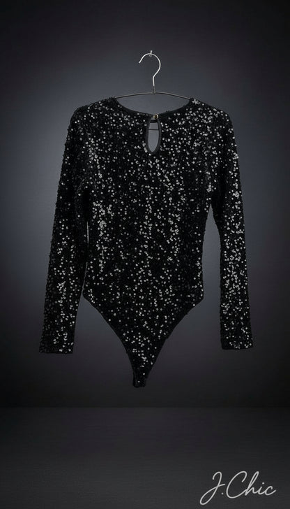 Body in velluto con paillettes