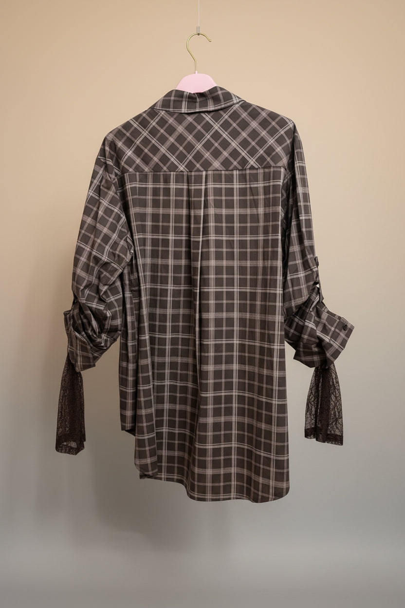 Camicia in cotone con pizzo
