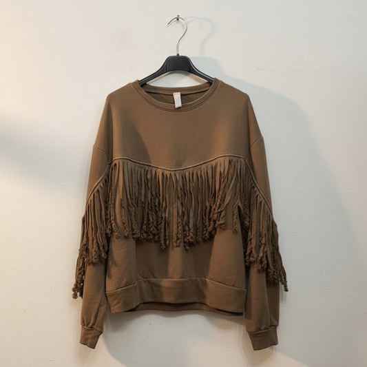 Felpa garzata con frange