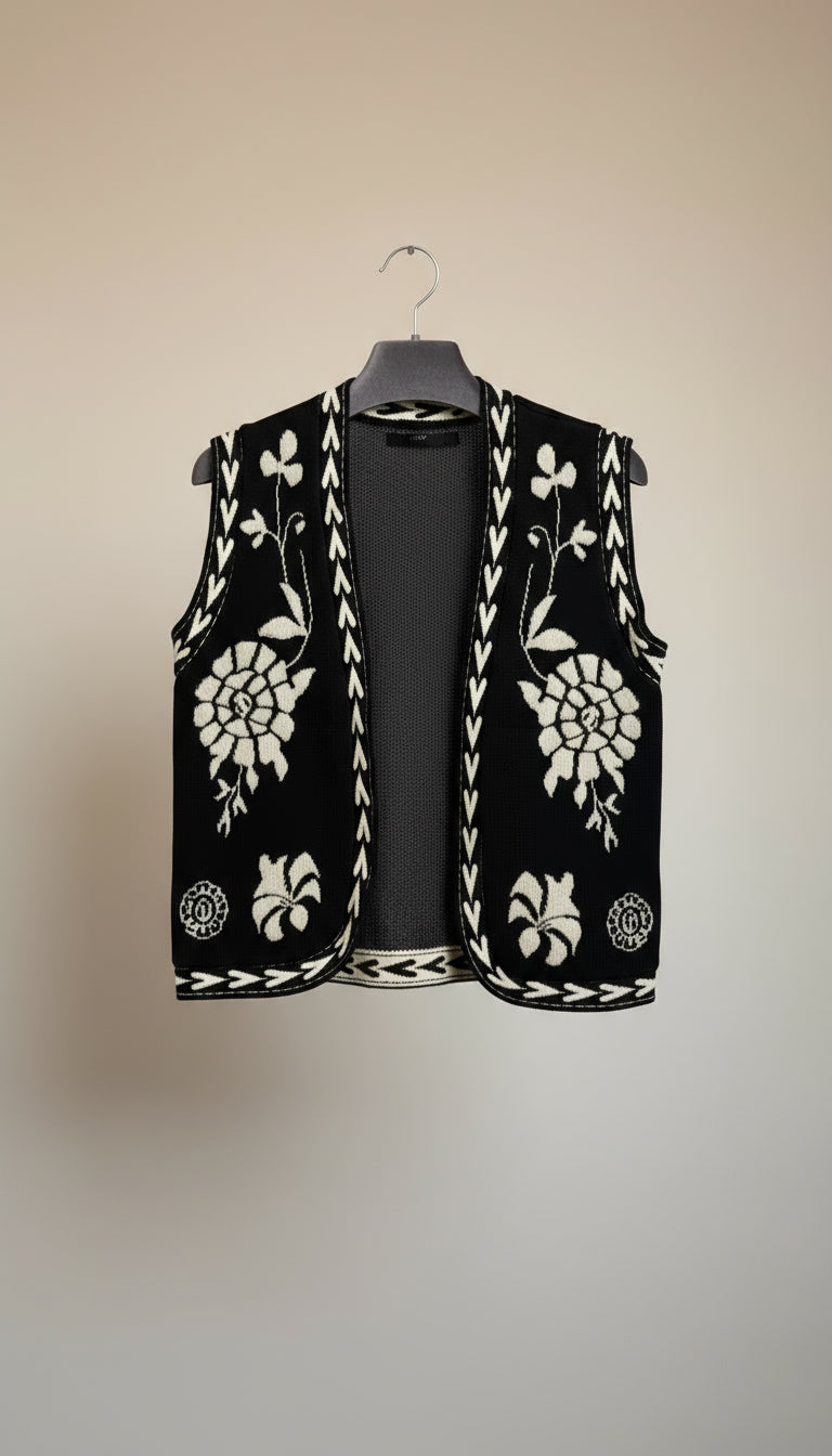 Gilet in viscosa con ricami